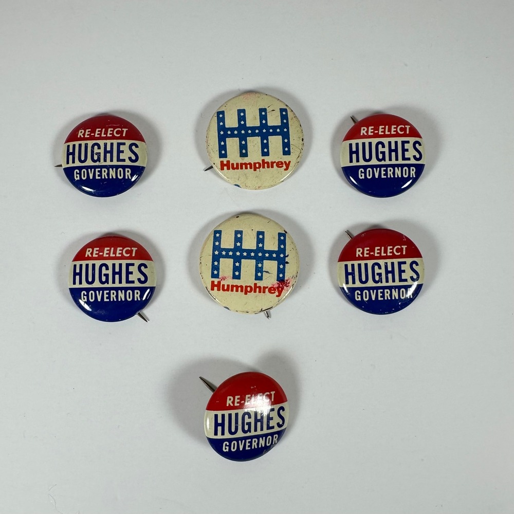 Vintage Richard Hughes Governor and Humphrey Political Campaign Buttons Lot of 7